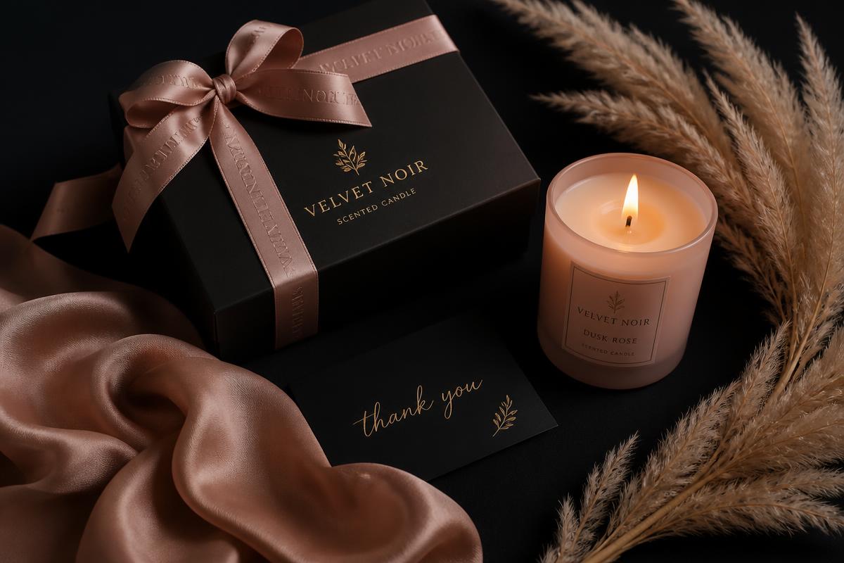 Tamoréa packaging with a candle and silk